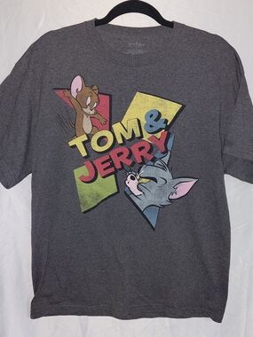 Tom & Jerry Graphic Short Sleeve Tee - Charcoal Gray #2178